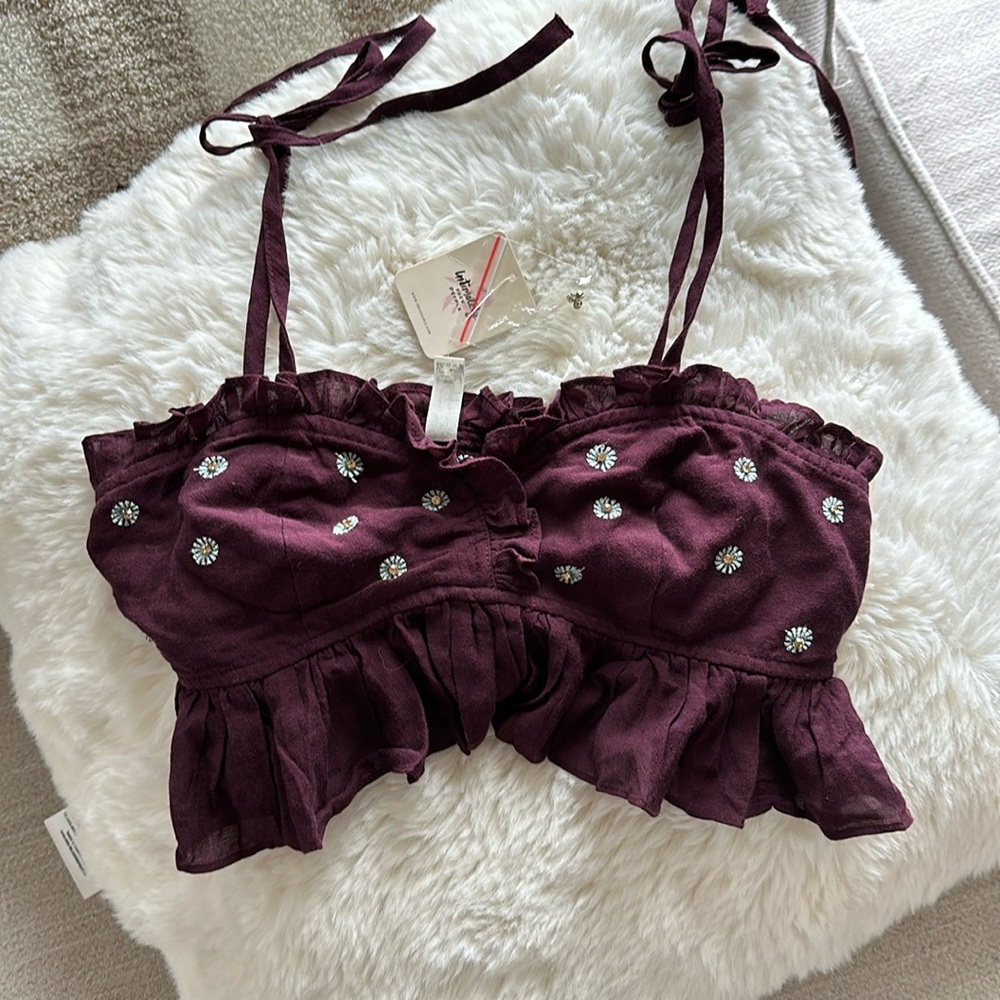 Free People Intimately On a Star Crop Top Bralette XS Wine Bord OB921551
